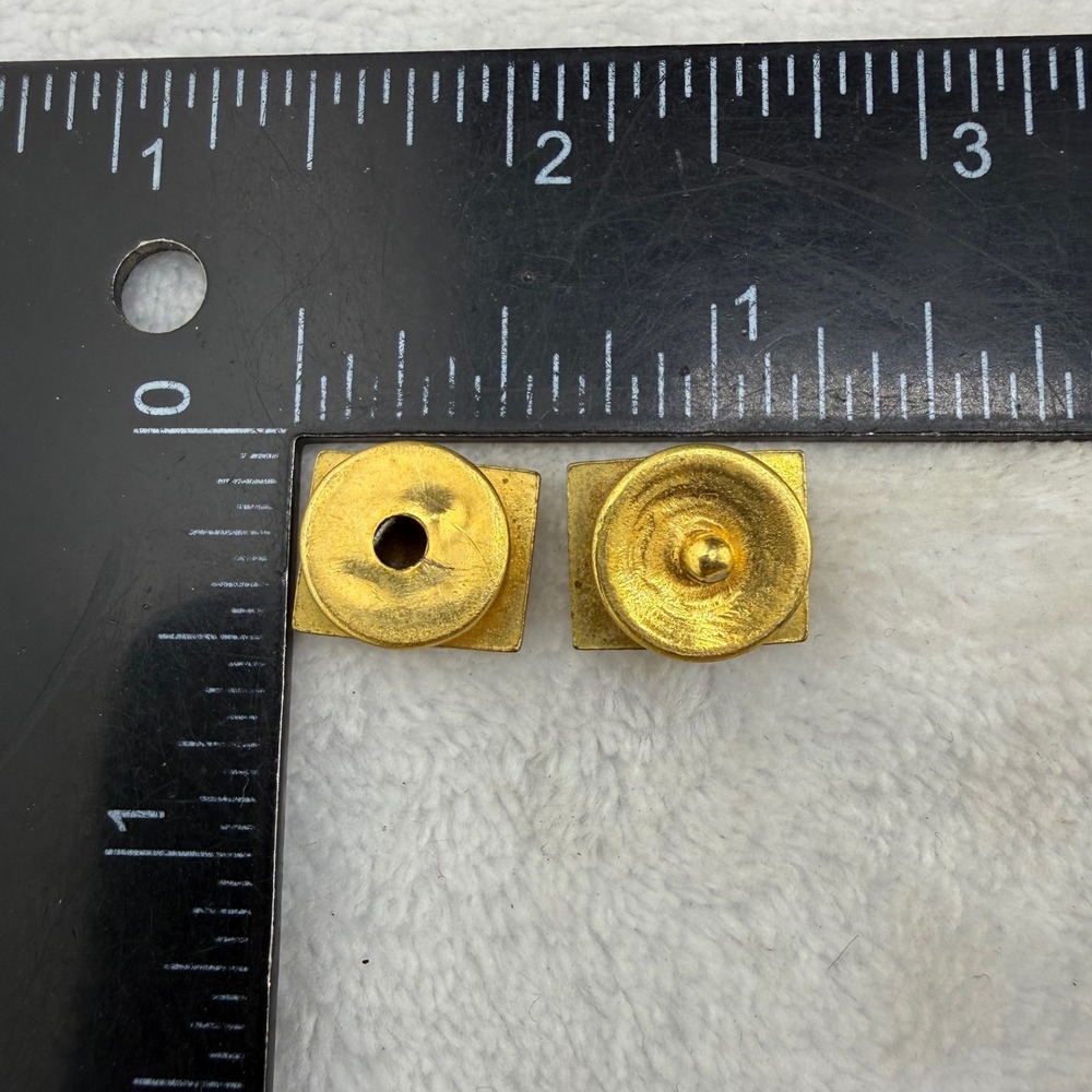 Vintage Damascene Cufflinks Gold Tone Black Enamel Geometric Scrollwork READ - Picture 7 of 7